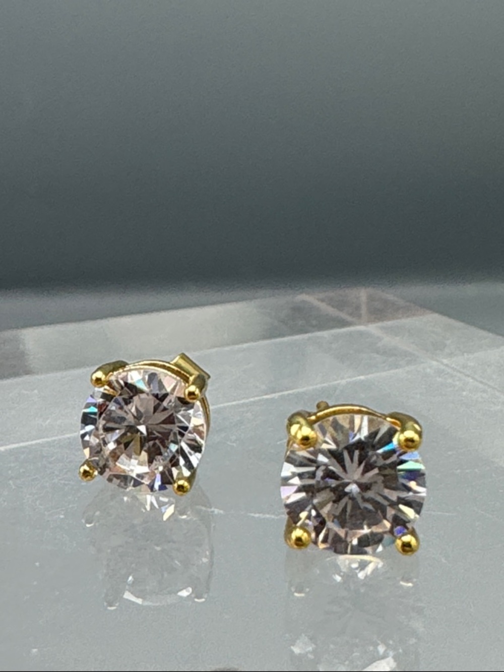 Sterling Silver over gold Round Stud Earrings